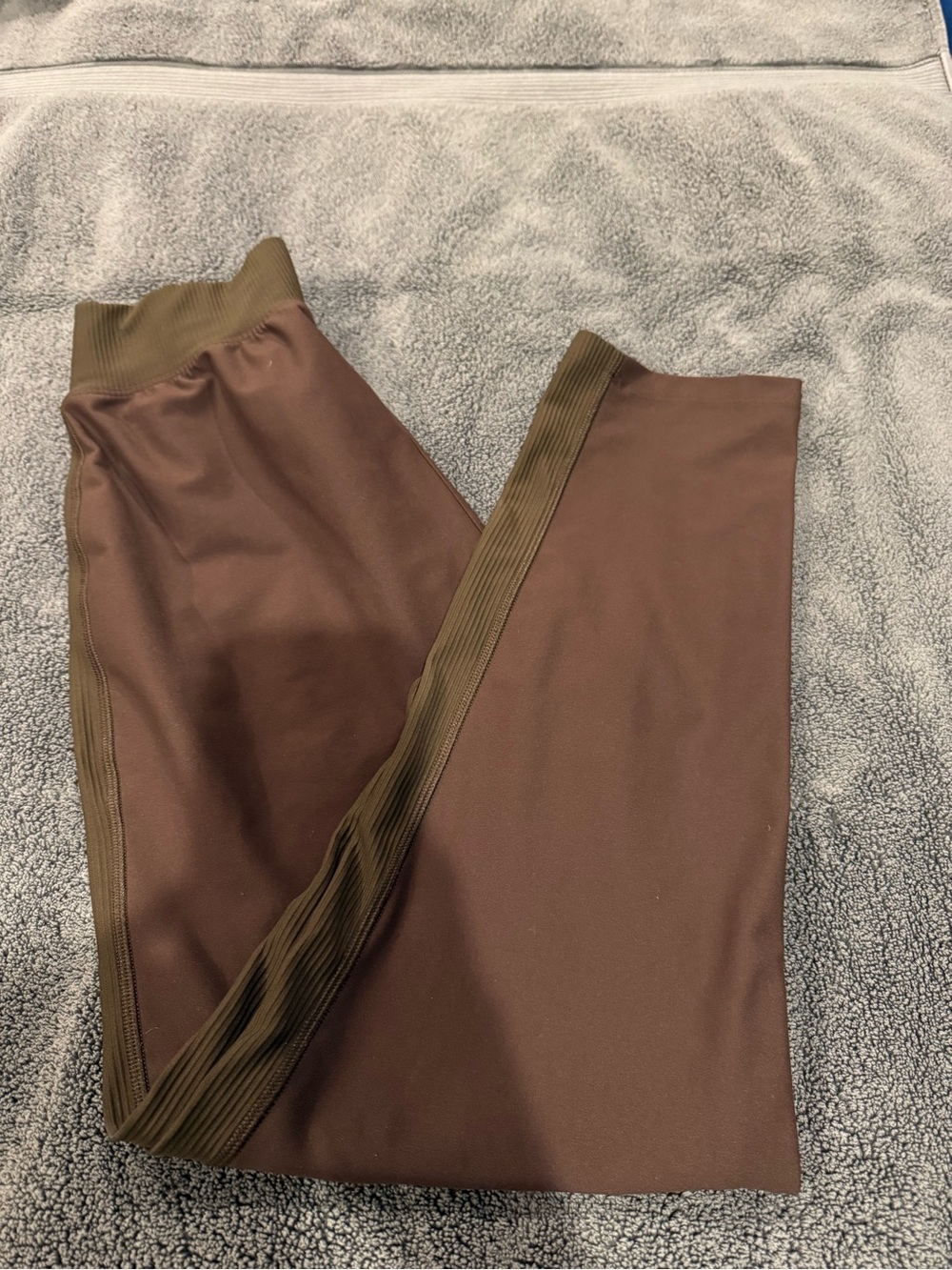 Old Navy Brown Track Joggers with Olive Rib Trim